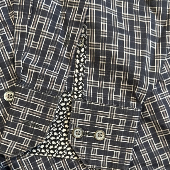 Bugatchi Black and Gray Casual Button Down Shirt - Picture 4 of 8